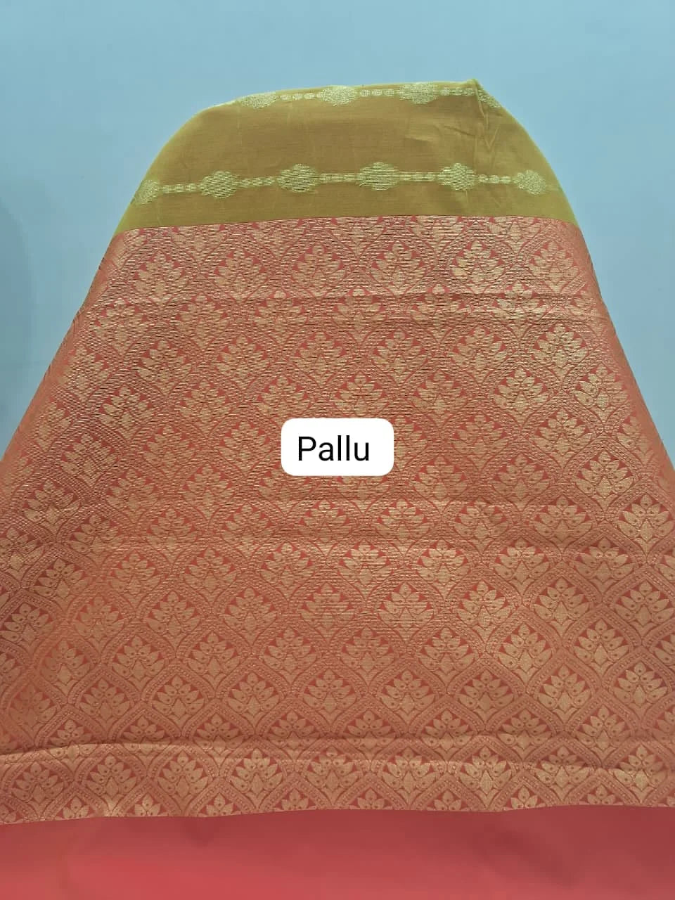 Olive Green Chettinad Silk Cotton Saree Pallu