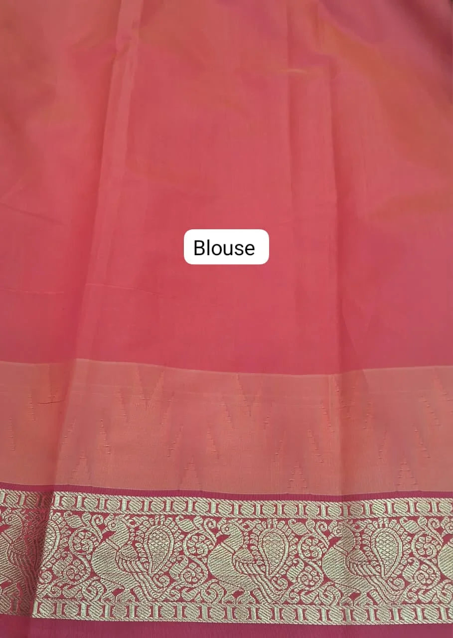 Olive Green Chettinad Silk Cotton Saree Blouse