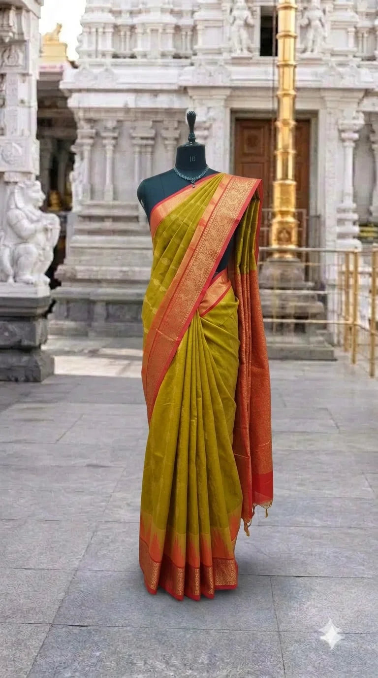 Olive Green Chettinad Silk Cotton Saree