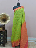 Parrot Green Chettinad Silk Cotton Saree