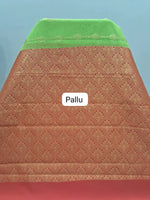 Parrot Green Chettinad Silk Cotton Saree Pallu