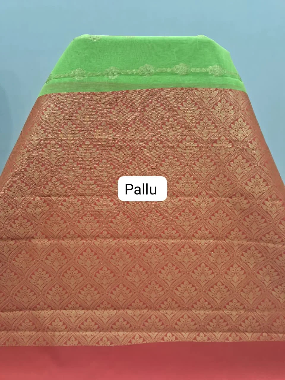 Parrot Green Chettinad Silk Cotton Saree Pallu