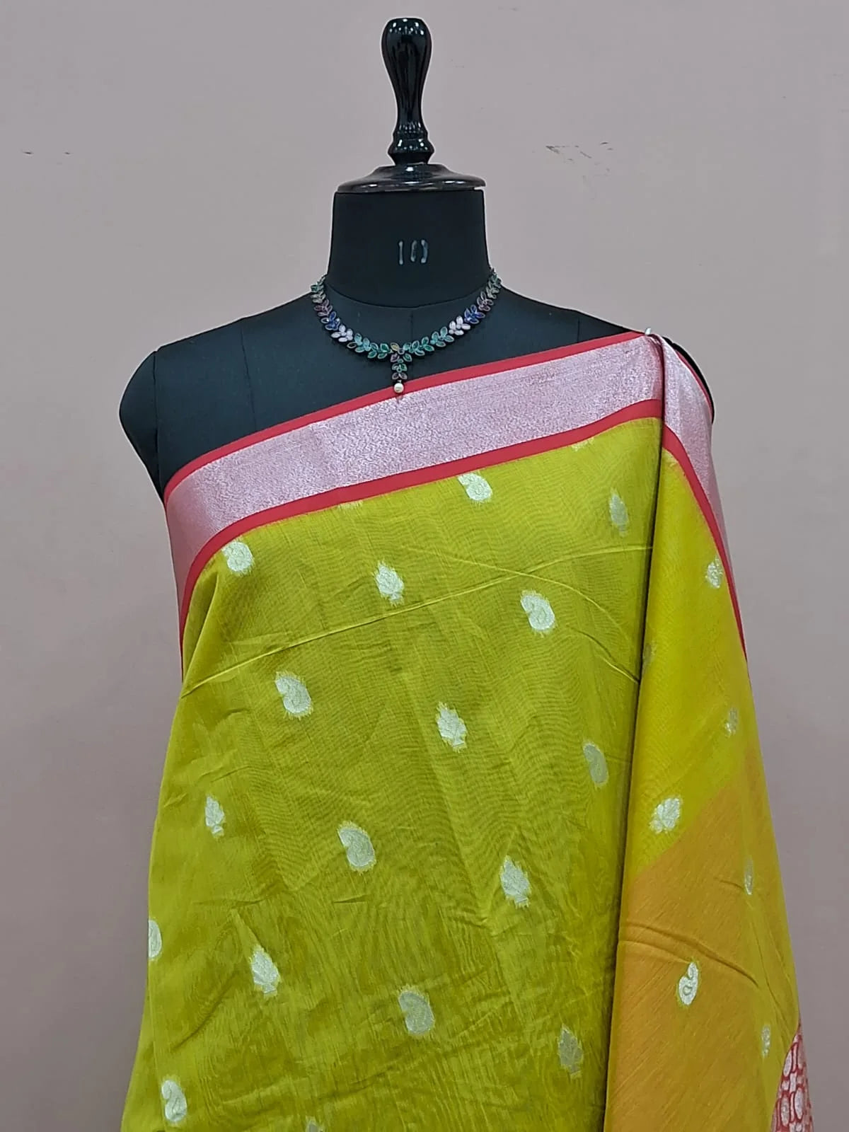 Citron Green Chettinad Silk Cotton Saree  1