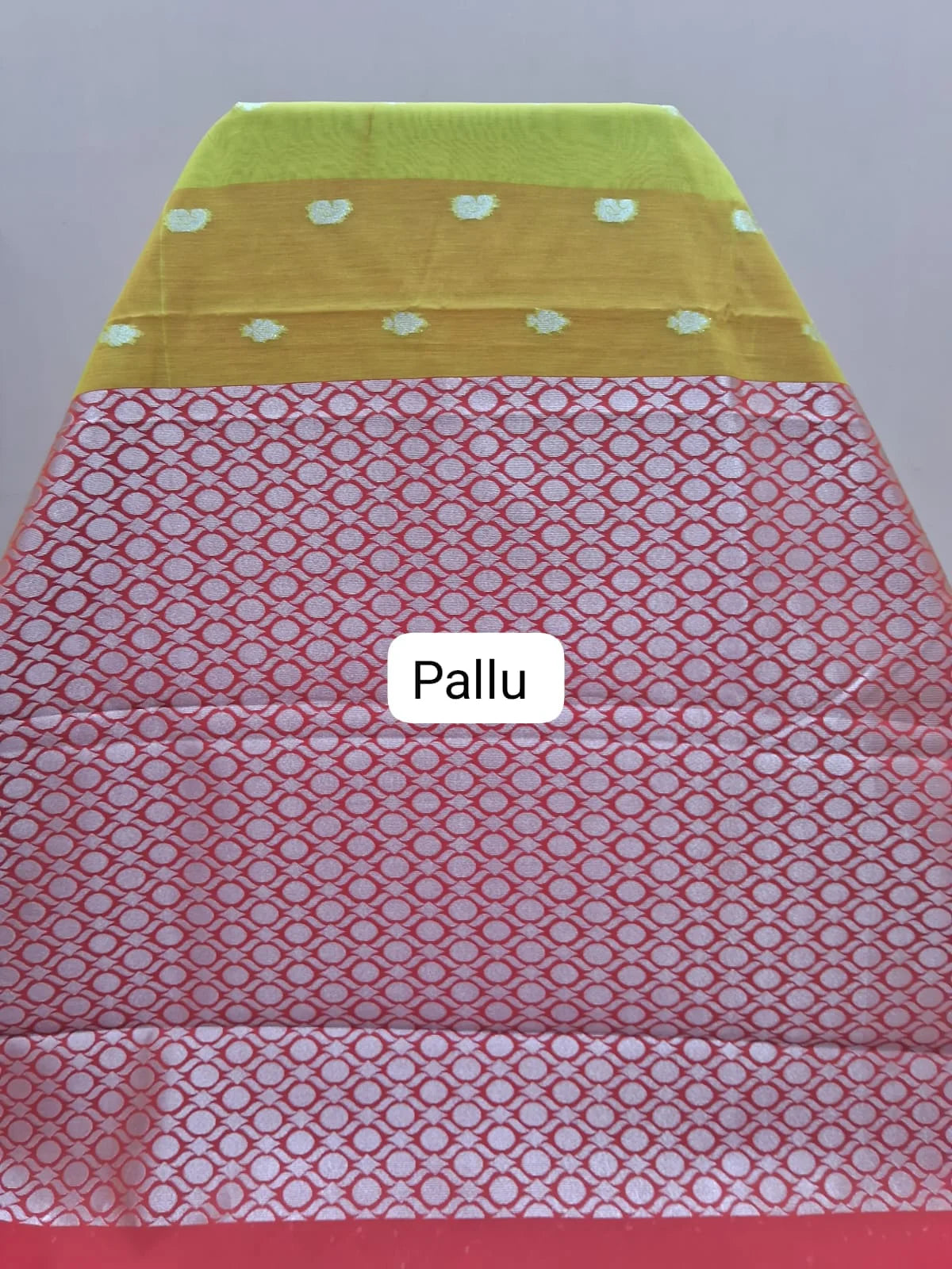 Citron Green Chettinad Silk Cotton Saree Pallu