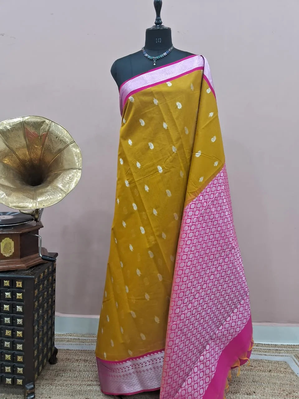 Olive Green Chettinad Silk Cotton Saree
