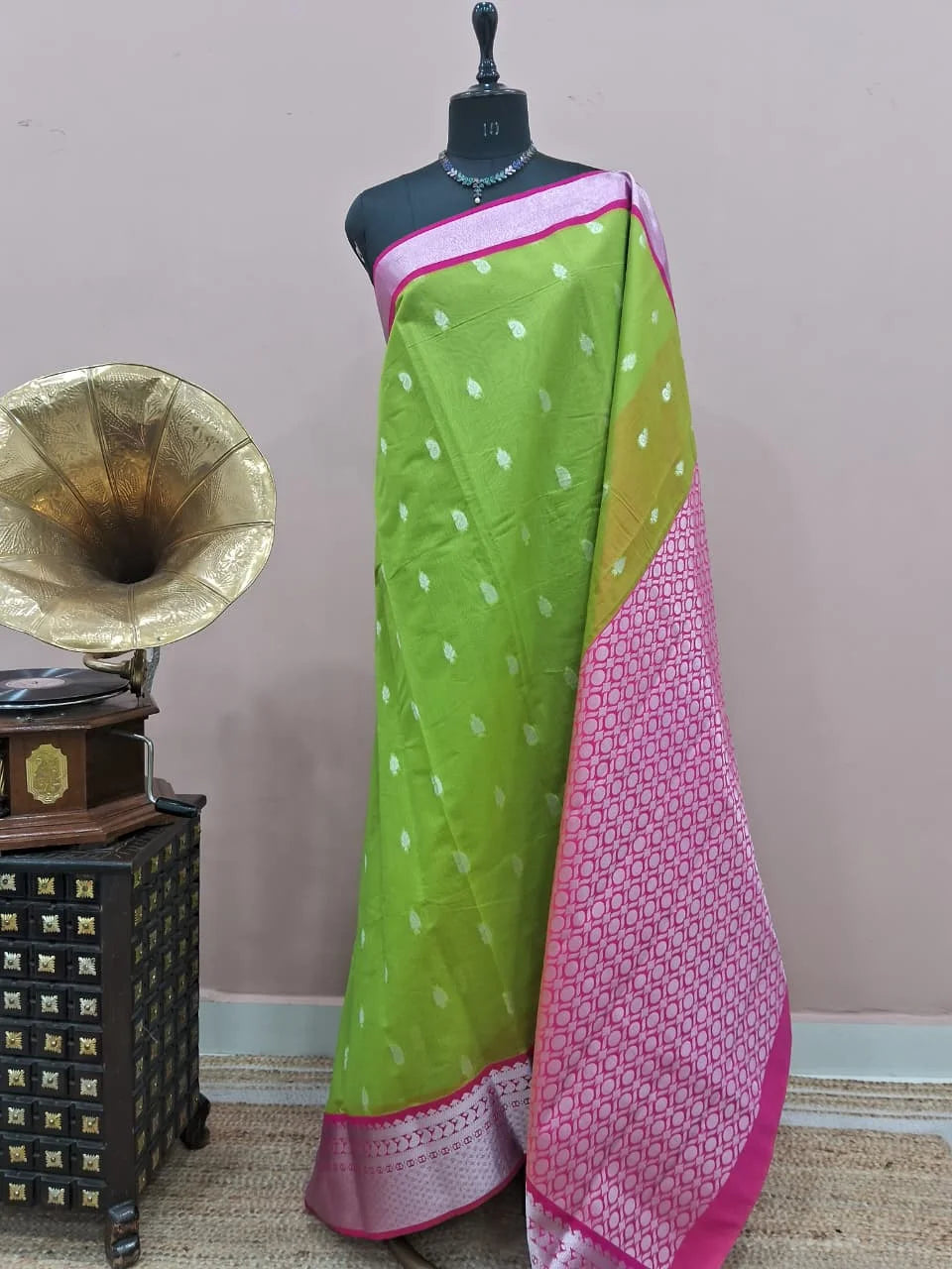 Leaf Green Chettinad Silk Cotton Saree 