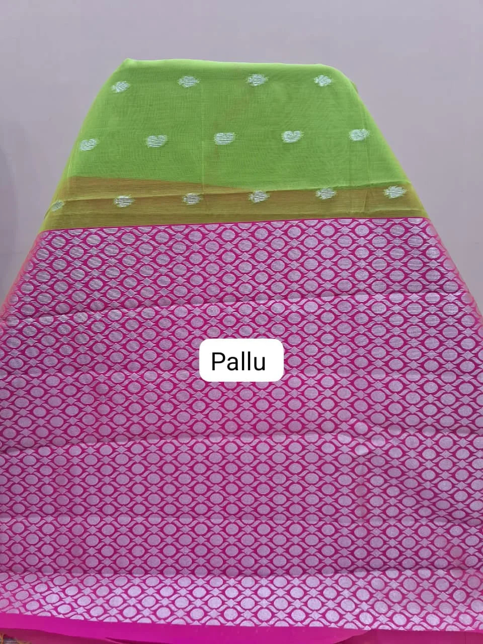 Leaf Green Chettinad Silk Cotton Saree Pallu