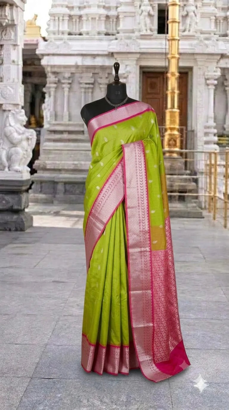 Leaf Green Chettinad Silk Cotton Saree 