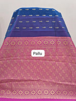 Navy Blue Chettinad Silk Cotton Saree Pallu