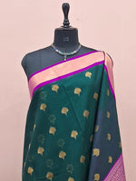 Peacock Green Chettinad Silk Cotton Saree 1