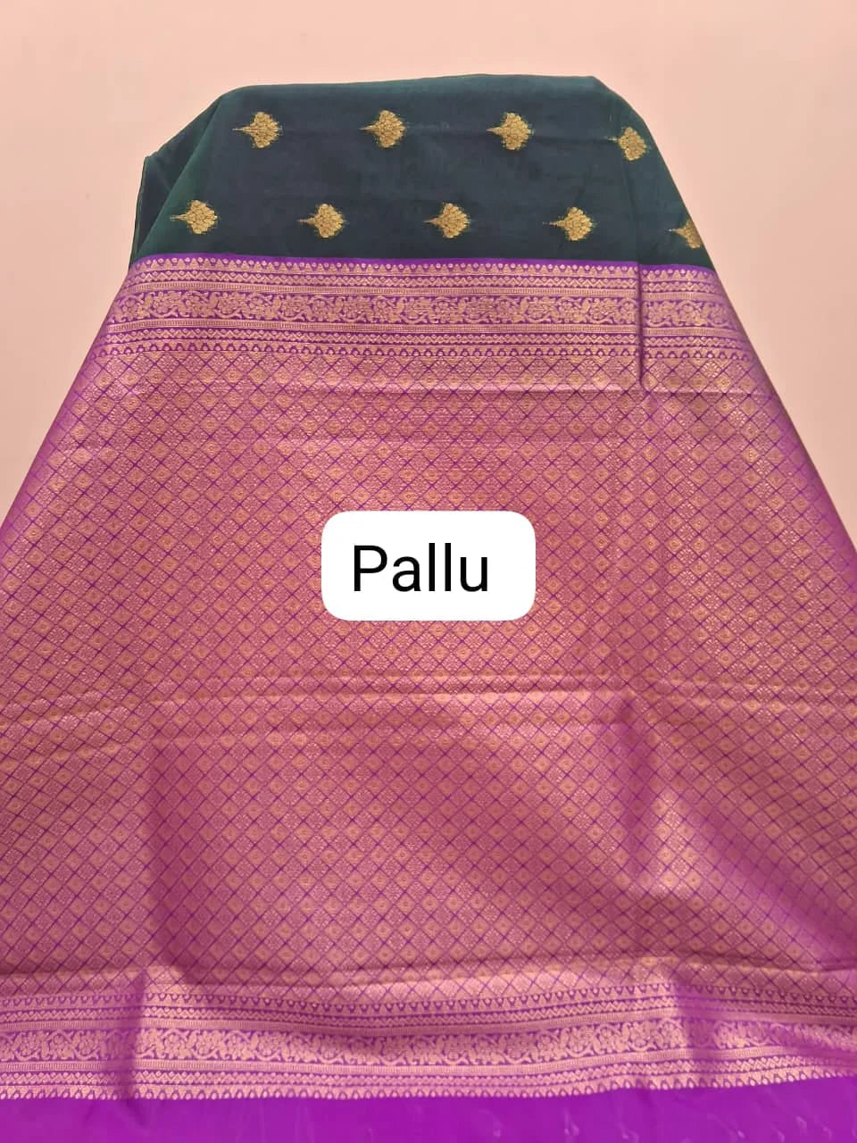 Peacock Green Chettinad Silk Cotton Saree Pallu