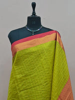 Parrot Green Chettinad Silk Cotton Saree 1