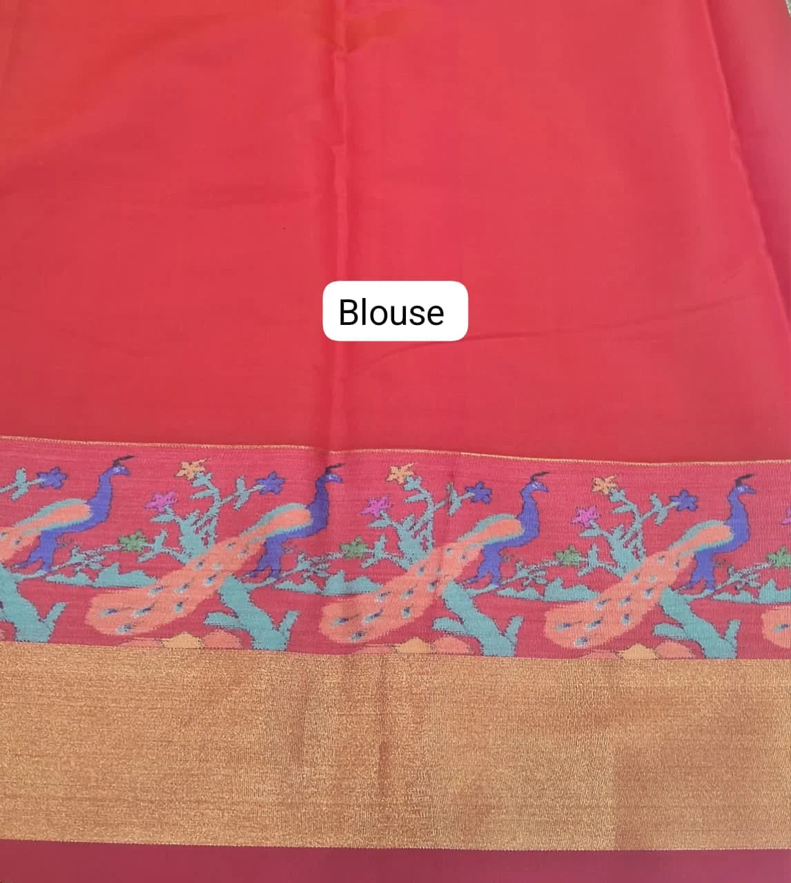 Parrot Green Chettinad Silk Cotton Saree Blouse
