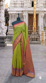 Parrot Green Chettinad Silk Cotton Saree