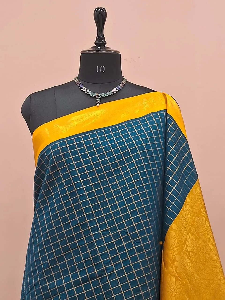 Navy Blue Chettinad Silk Cotton Saree  1