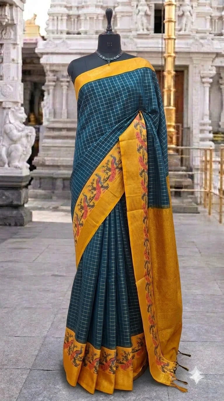 Navy Blue Chettinad Silk Cotton Saree 