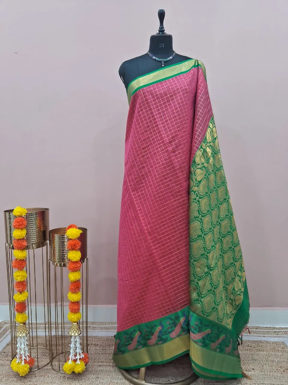 Pink Chettinad Silk Cotton Saree