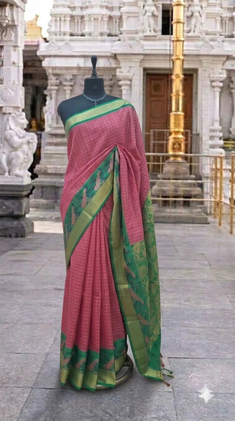 Pink Chettinad Silk Cotton Saree