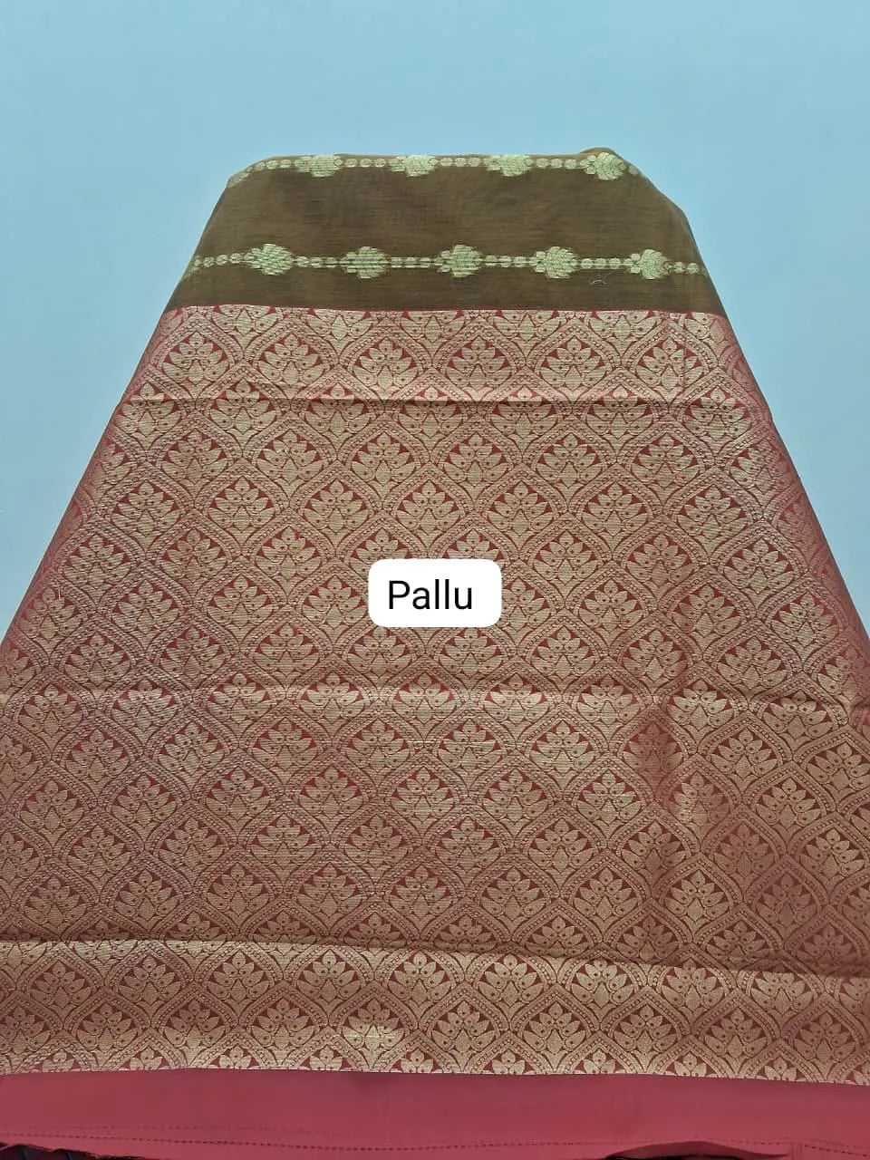 Dark Brown Chettinad Silk Cotton Saree Pallu