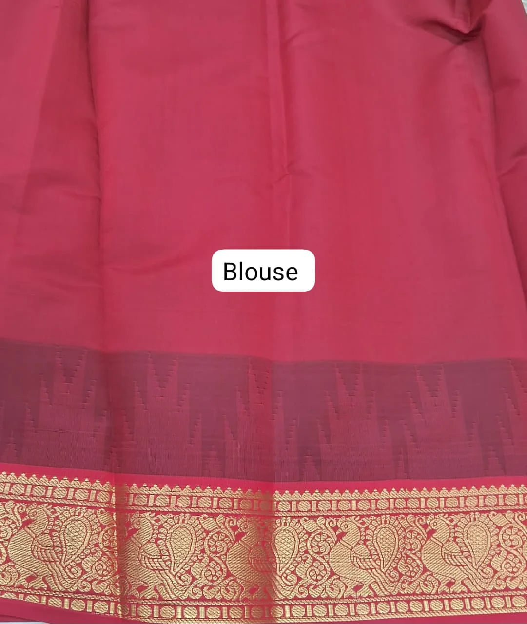Dark Brown Chettinad Silk Cotton Saree Blouse