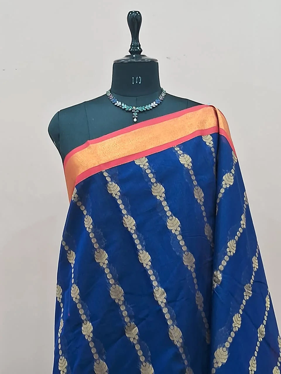 Navy Blue Chettinad Silk Cotton Saree 1