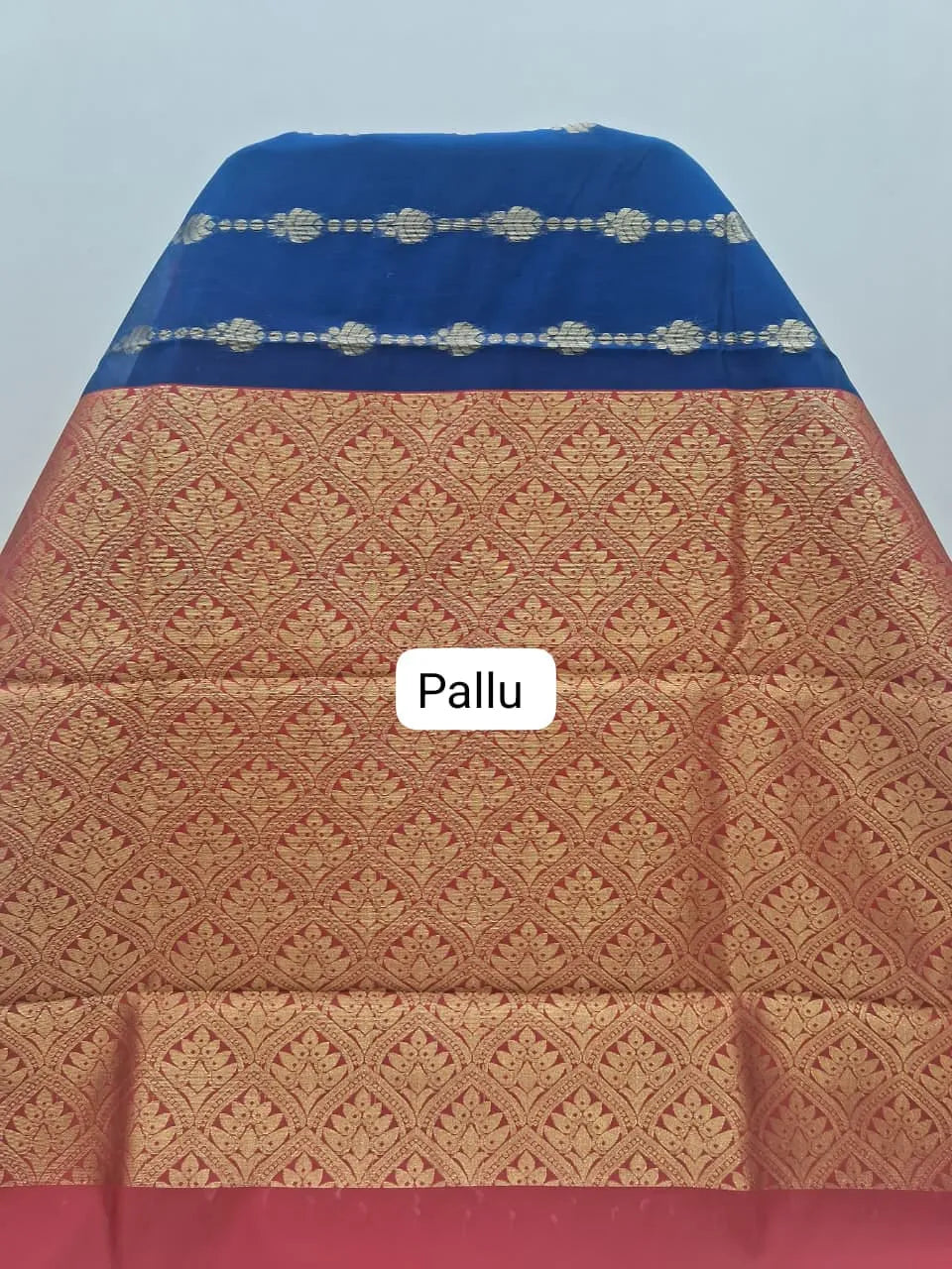 Navy Blue Chettinad Silk Cotton Saree Pallu