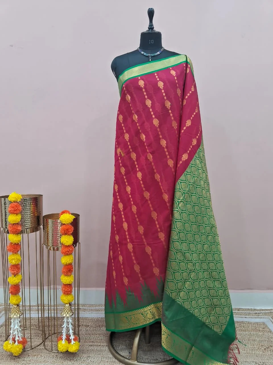 Pink Chettinad Silk Cotton Saree 