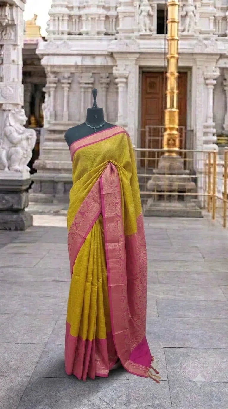 Light Yellow Chettinad Silk Cotton Saree