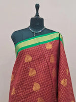 Brick Red Chettinad Silk Cotton Saree 1