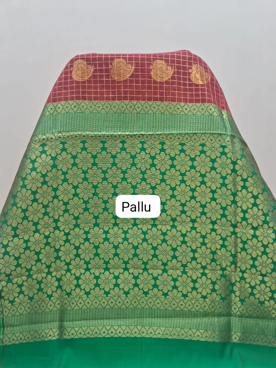 Brick Red Chettinad Silk Cotton Saree Pallu