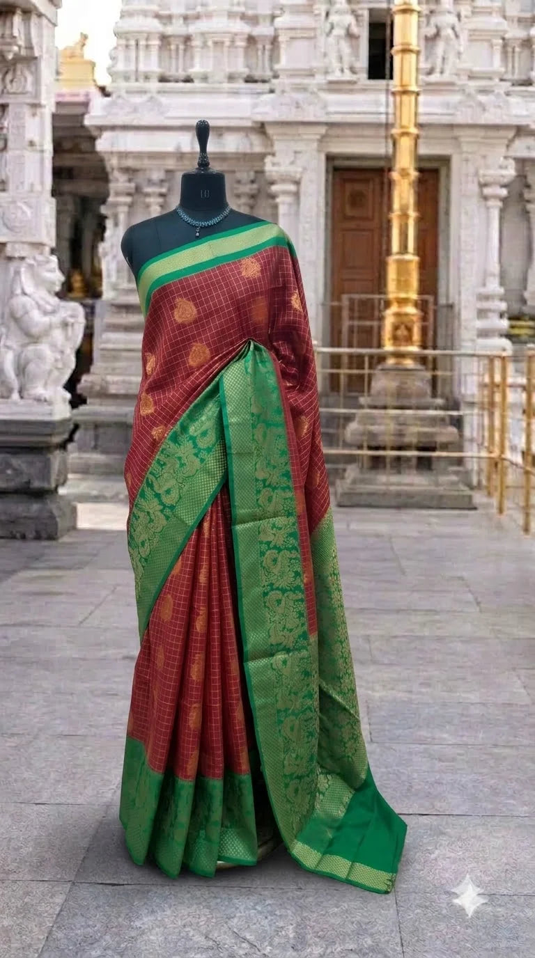 Brick Red Chettinad Silk Cotton Saree 