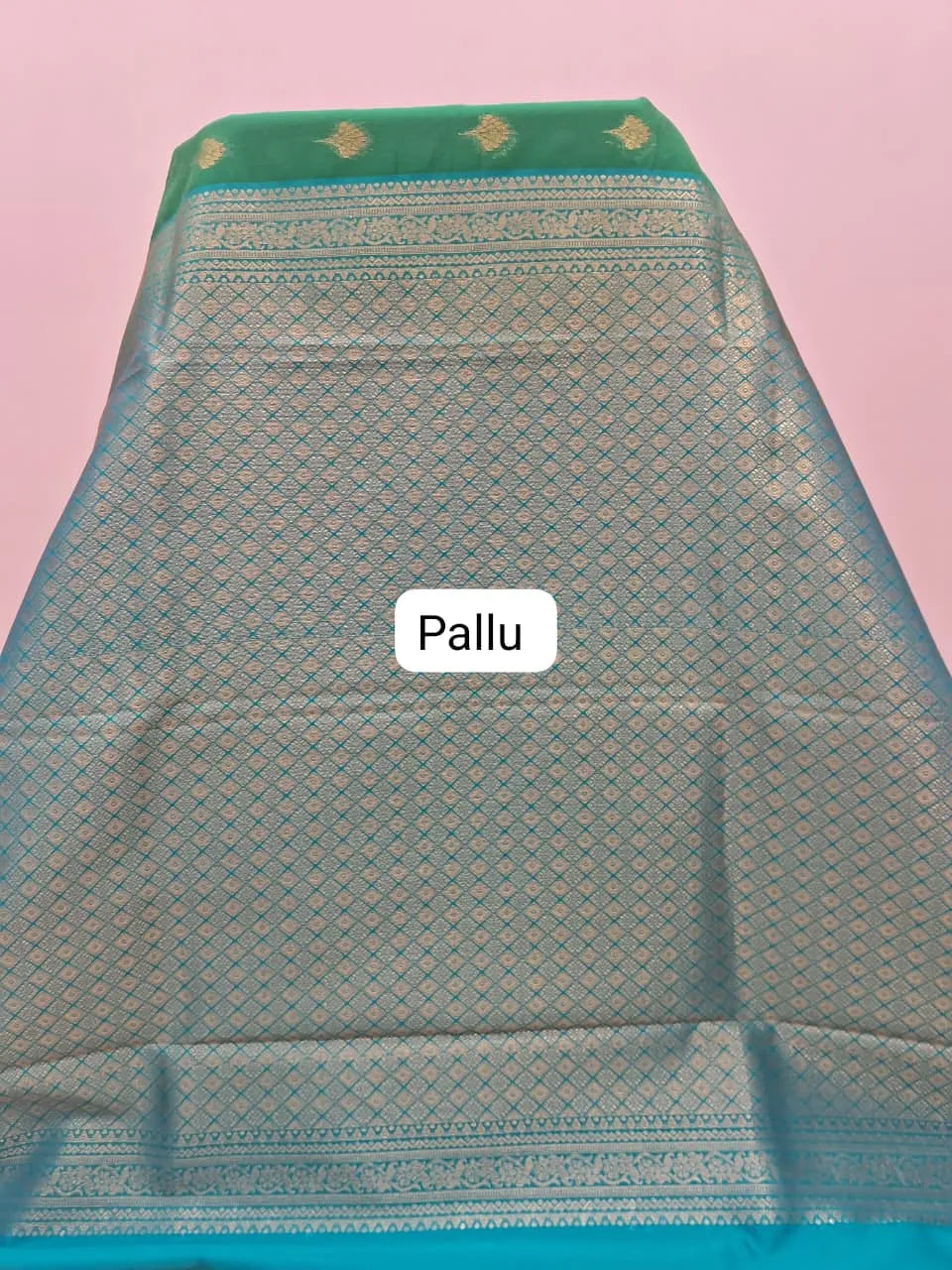 Green Chettinad Silk Cotton Saree Pallu