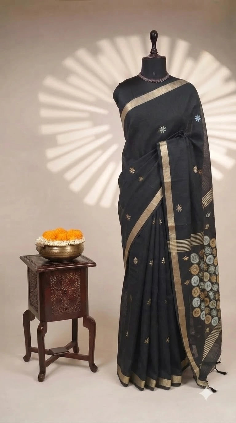 Black Chandheri Saree 