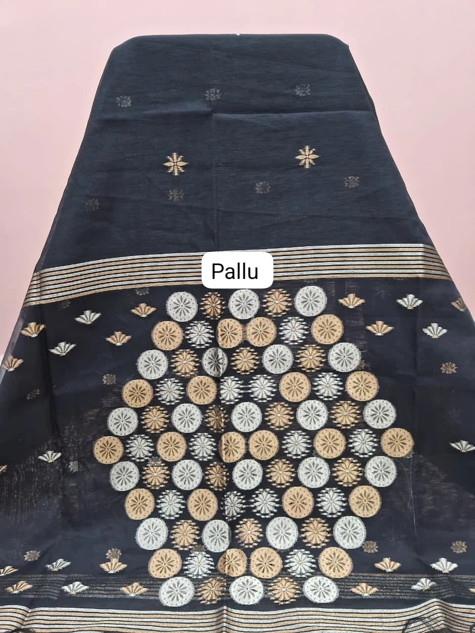 Black Chandheri Saree Pallu