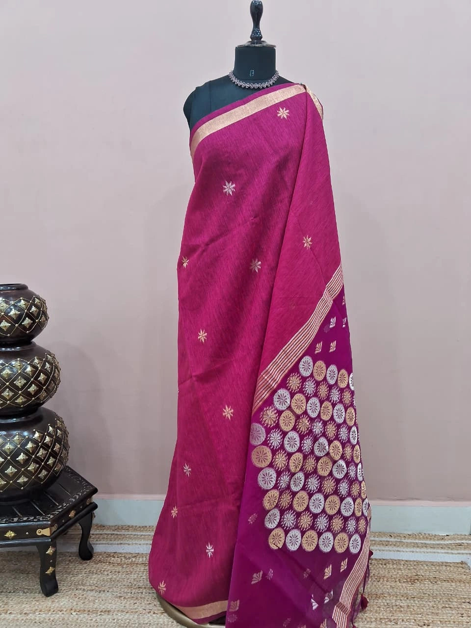 Rani Pink Chandheri Saree 
