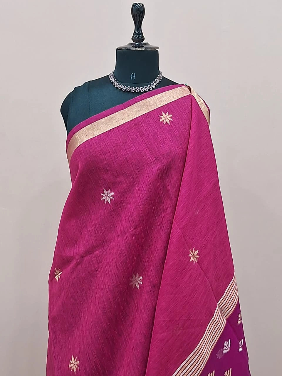 Rani Pink Chandheri Saree 1