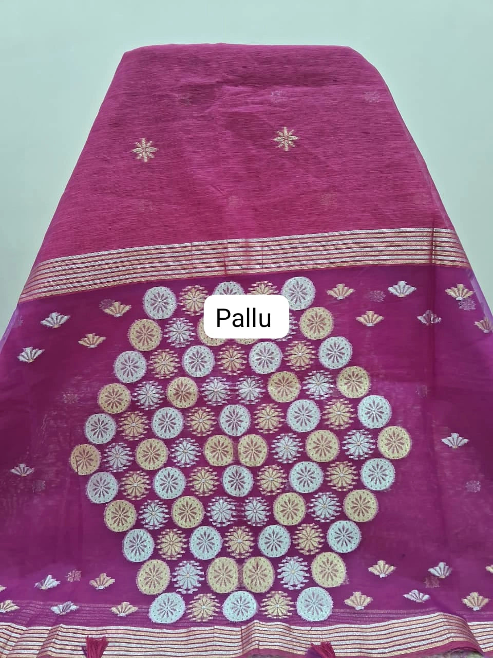 Rani Pink Chandheri Saree pallu