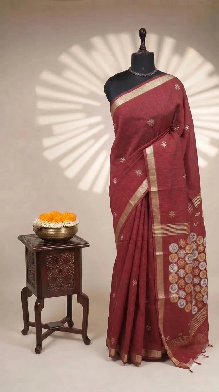 Red Chandheri Saree