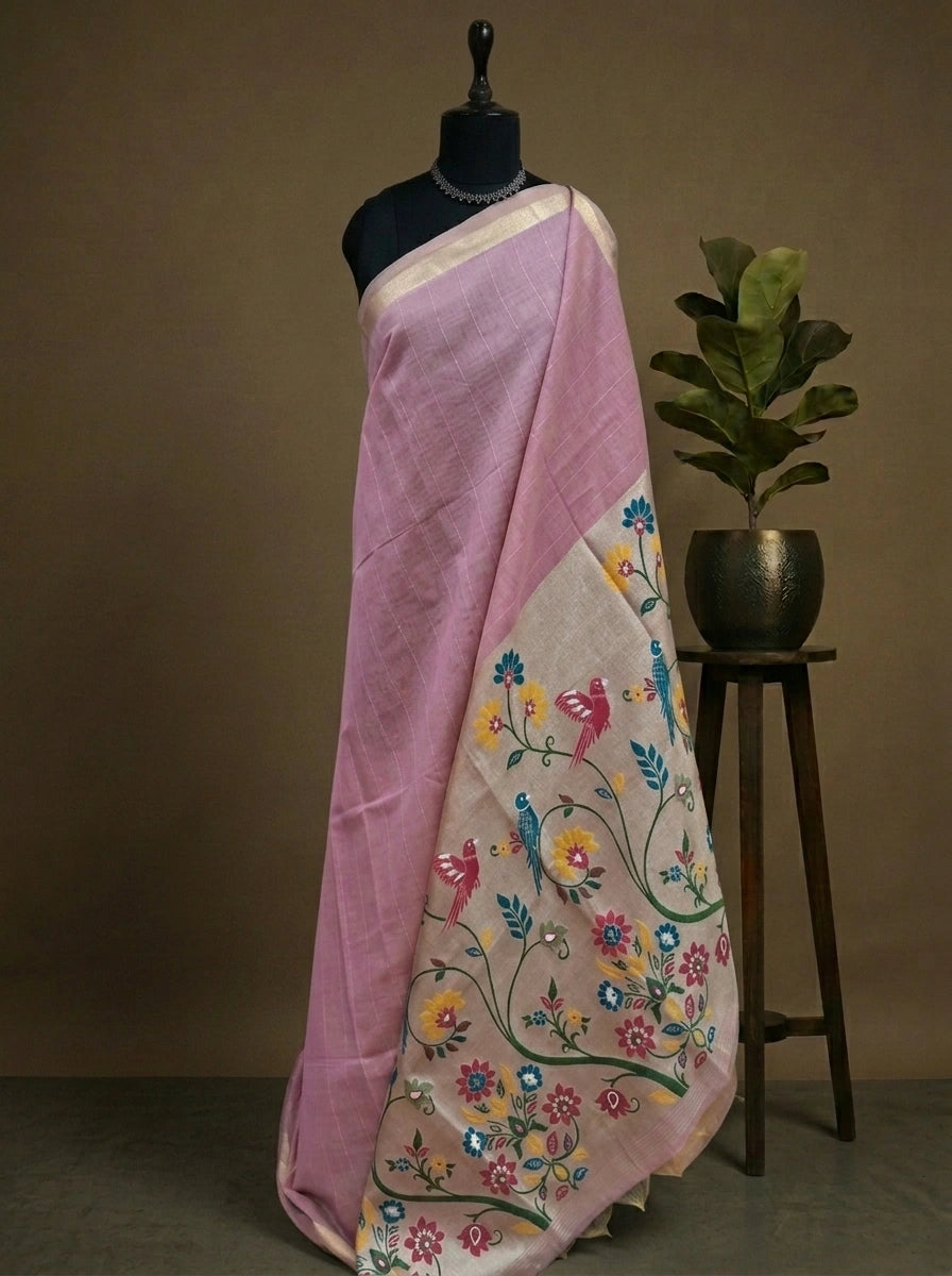 Light Pink Chandheri Saree