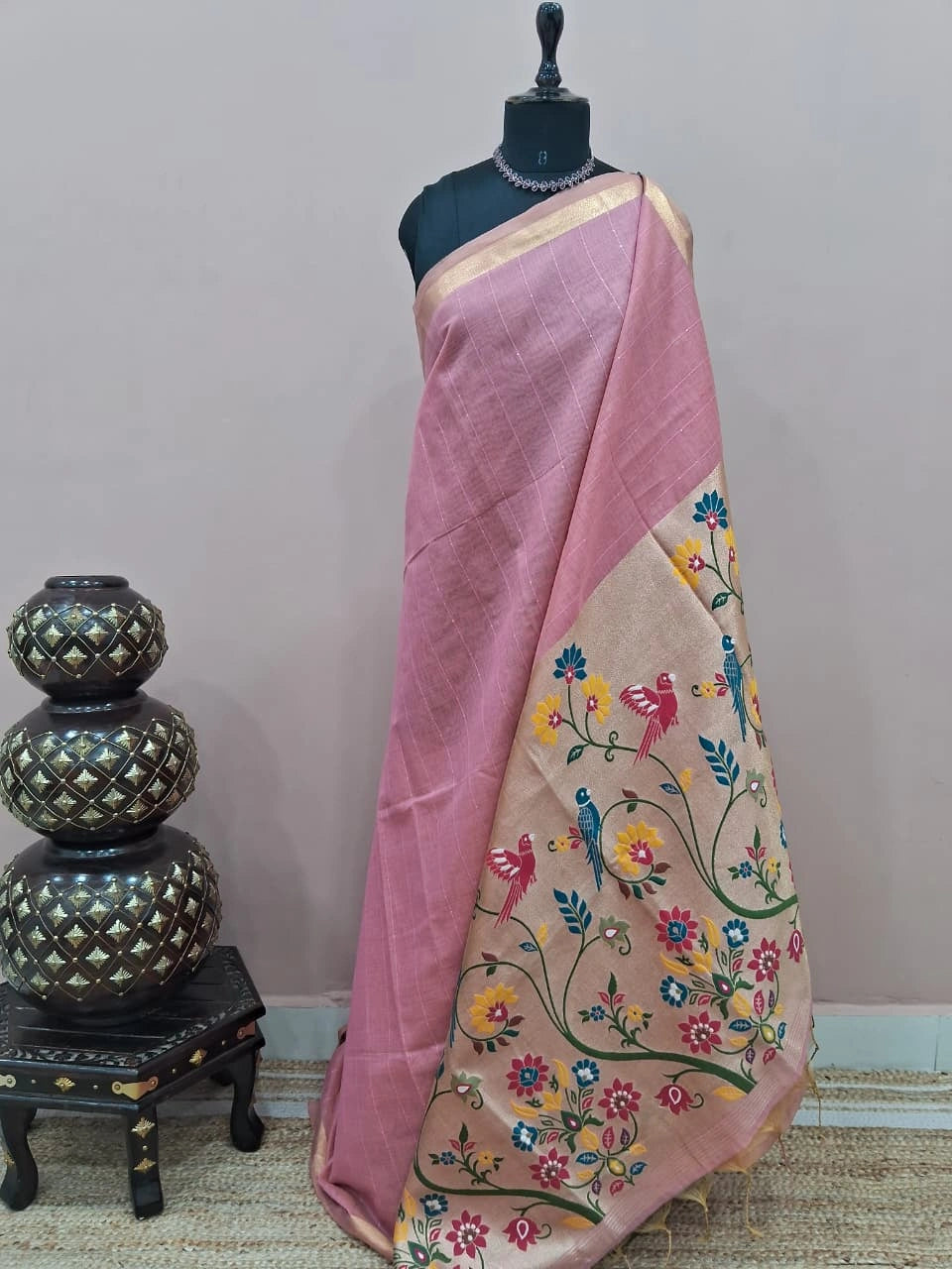 Light Pink Chandheri Saree