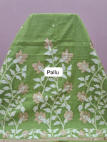 Parrot Green Chanderi Saree pallu
