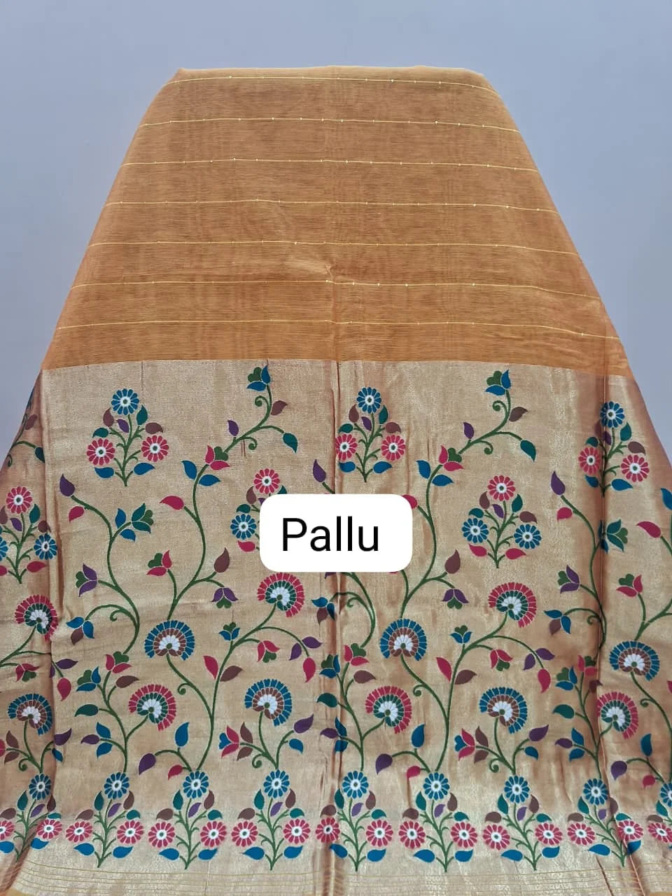 Mango Yellow Chandheri Saree Pallu