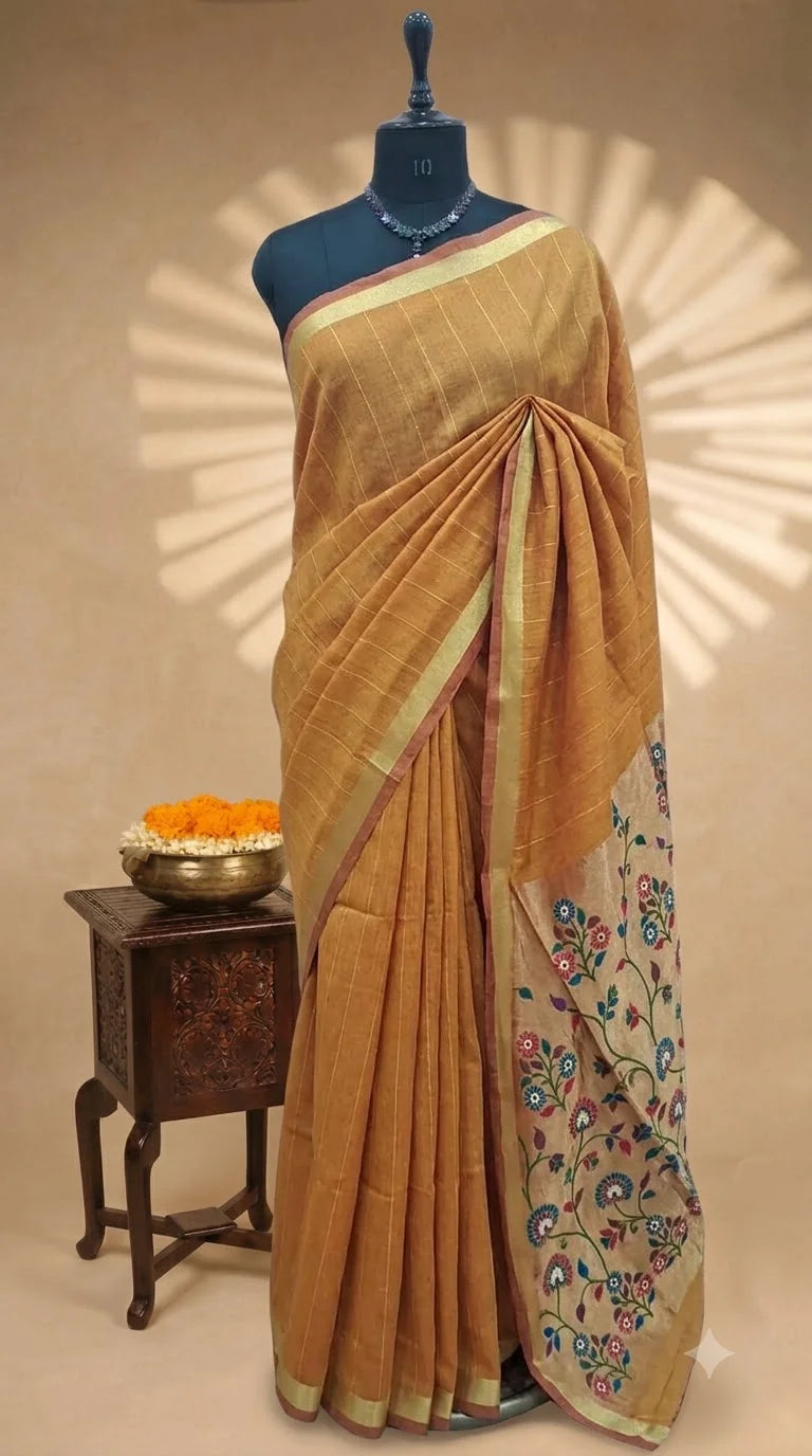 Mango Yellow Chandheri Saree