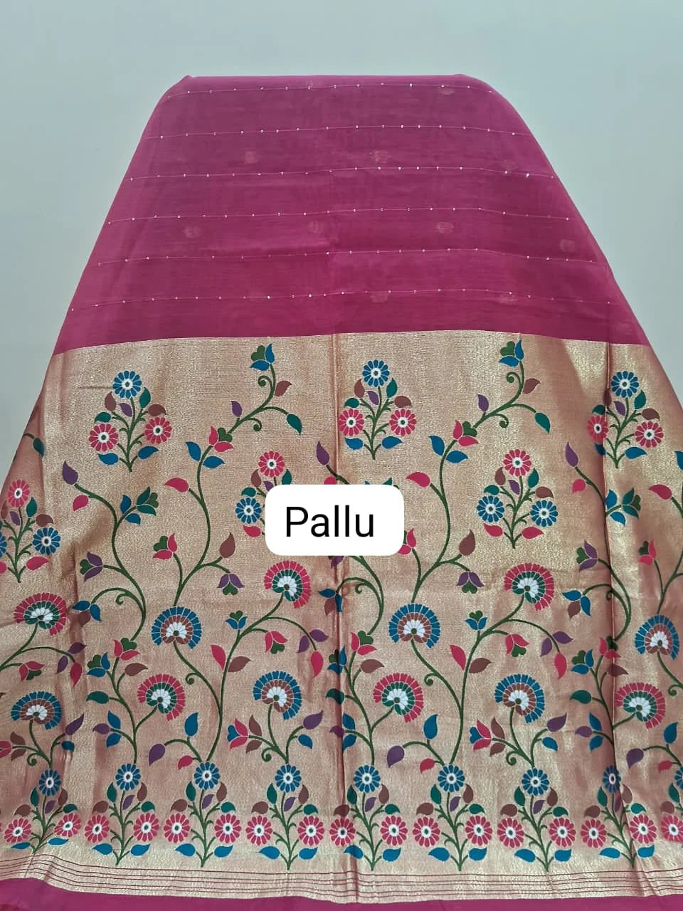 Rani Pink Chandheri Saree Pallu