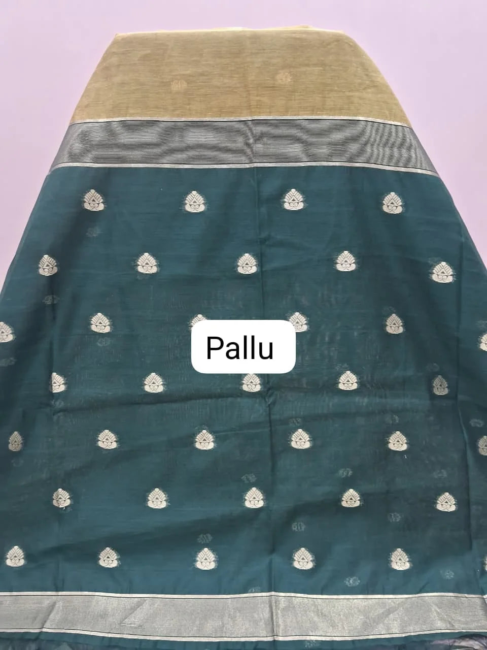 Olive Green Chandheri Saree pallu