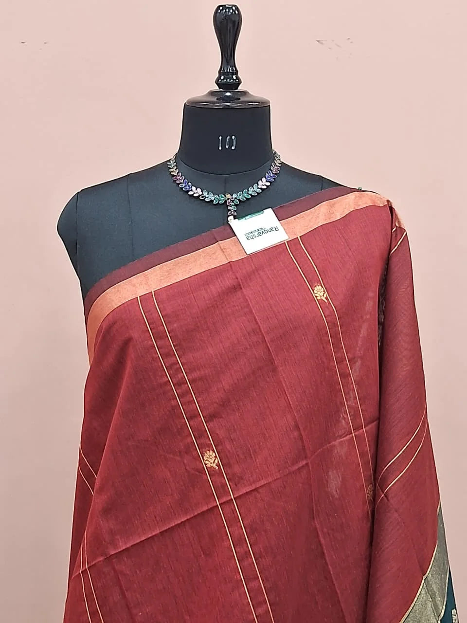 Brick Red Chandheri Saree 1