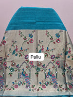 Teal Blue Chanderi Saree Pallu