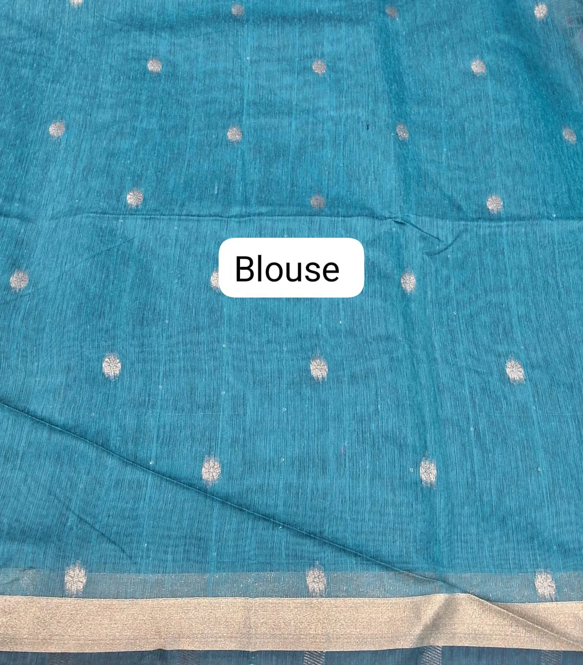 Teal Blue Chanderi Saree Blouse
