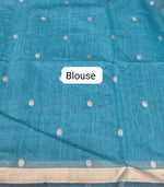 Teal Blue Chanderi Saree Blouse