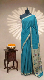 Teal Blue Chanderi Saree